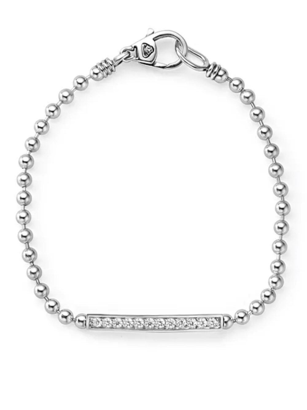 Sterling silver Caviar Spark Diamond Bar Chain Bracelet